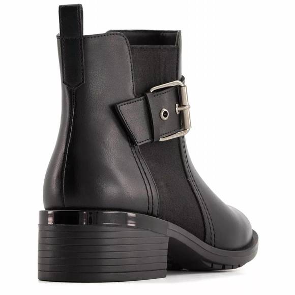 NEW ANDREA women's leather booties with elastic side and buckle in black - Picture 3 of 3